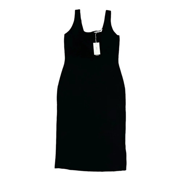 Vince Black Square Neck Wool Blend Knit Midi Tank Dress S - Picture 2 of 9